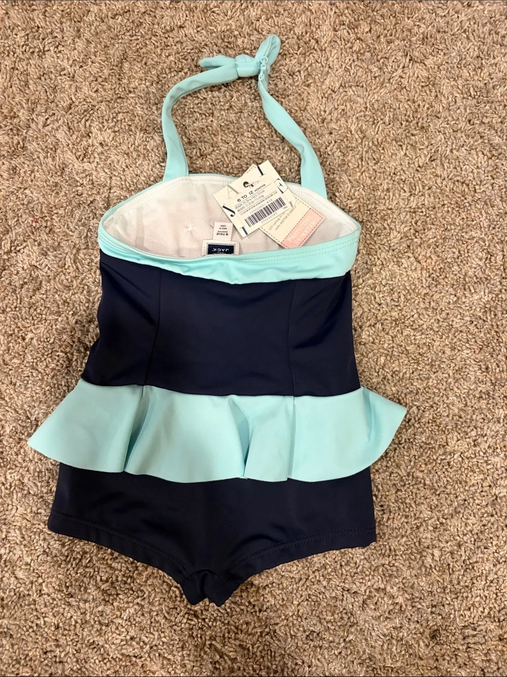 Janie and Jack Navy and Light Blue Sailor One-Piece Swim